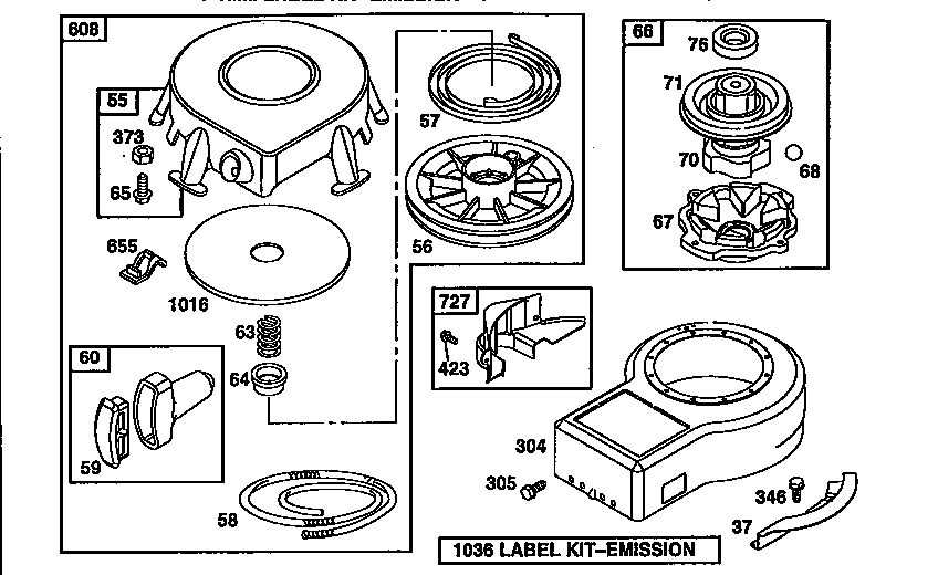 Rewind Starter Diagram and Parts List for 287700  Briggs and Stratton Engine